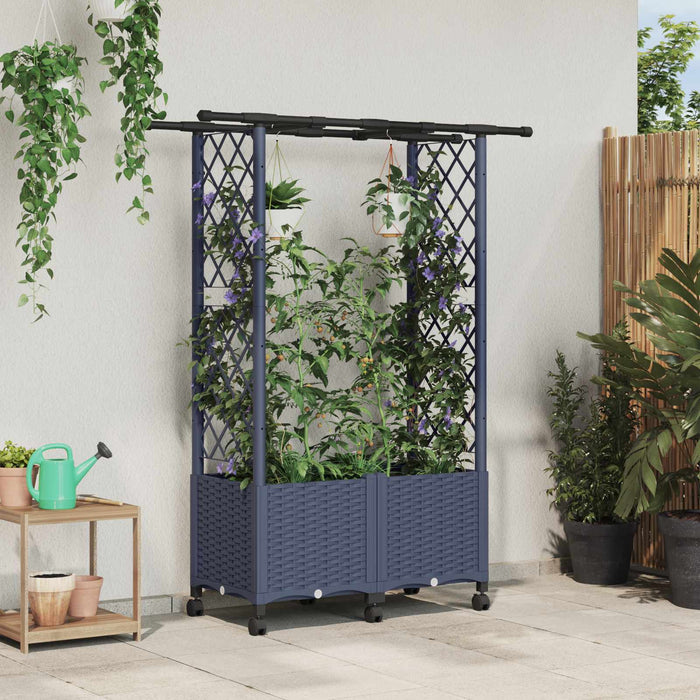 Pat Ridicat cu Trellis și Acoperiș Gri 124,5 x 40 x 142 cm PP WALTI