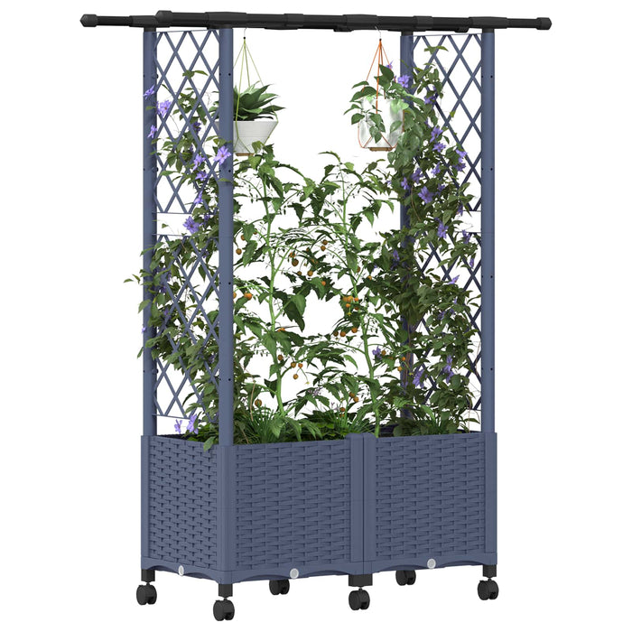 Pat Ridicat cu Trellis și Acoperiș Gri 124,5 x 40 x 142 cm PP WALTI