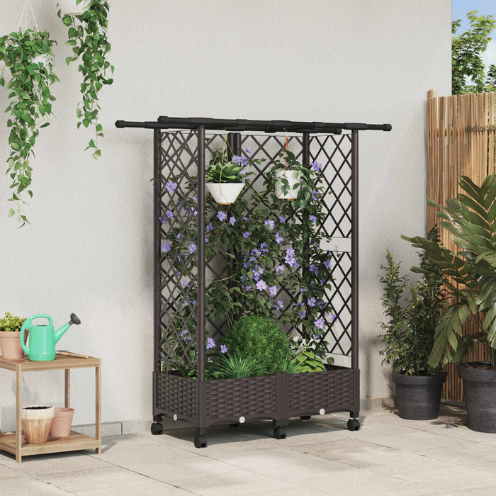 Pat Ridicat cu Trellis și Acoperiș Maro 124 x 40 x 127 cm PP WALTI