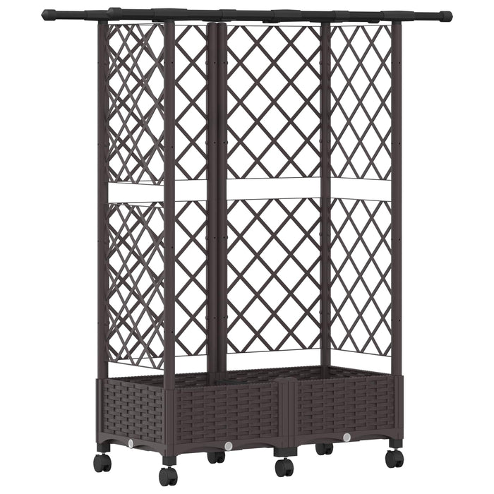 Pat Ridicat cu Trellis și Acoperiș Maro 124 x 40 x 127 cm PP WALTI