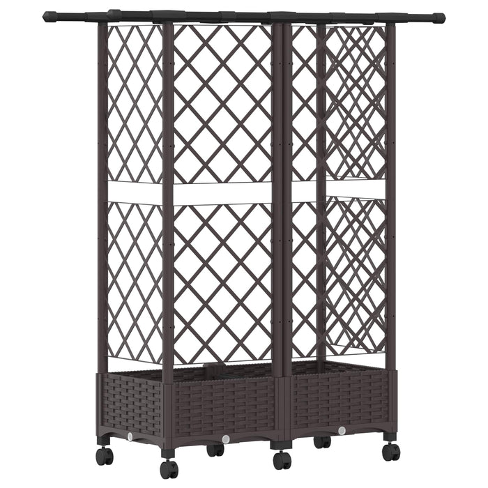 Pat Ridicat cu Trellis și Acoperiș Maro 124 x 40 x 127 cm PP WALTI