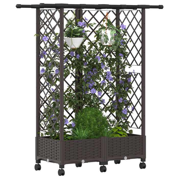 Pat Ridicat cu Trellis și Acoperiș Maro 124 x 40 x 127 cm PP WALTI