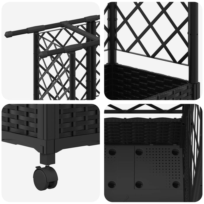 Pat Ridicat cu Trellis și Acoperiș Negru 124 x 40 x 127 cm PP WALTI