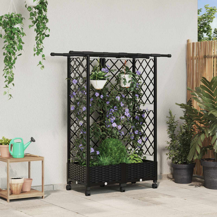 Pat Ridicat cu Trellis și Acoperiș Negru 124 x 40 x 127 cm PP WALTI
