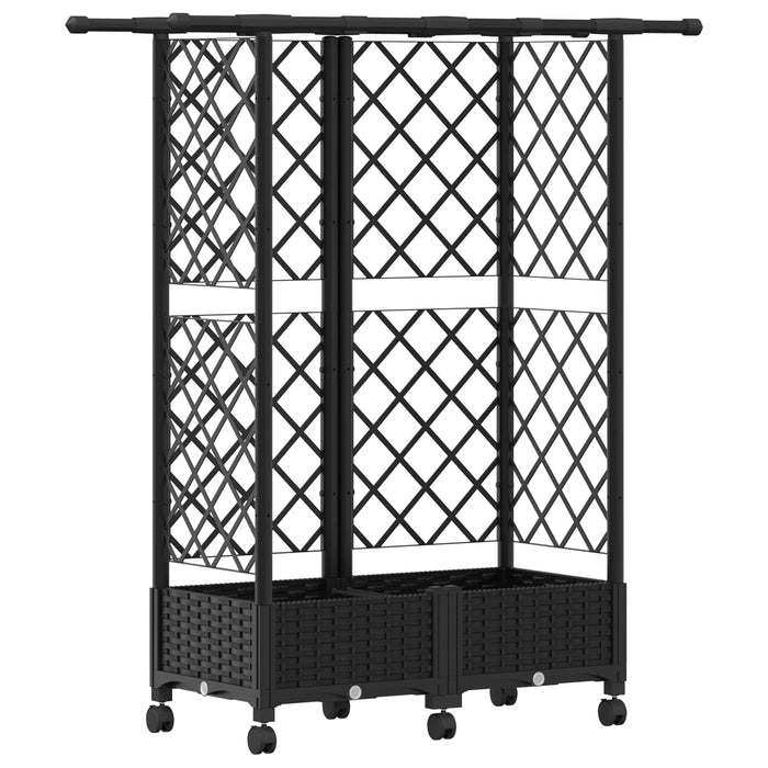 Pat Ridicat cu Trellis și Acoperiș Negru 124 x 40 x 127 cm PP WALTI
