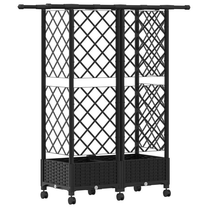 Pat Ridicat cu Trellis și Acoperiș Negru 124 x 40 x 127 cm PP WALTI