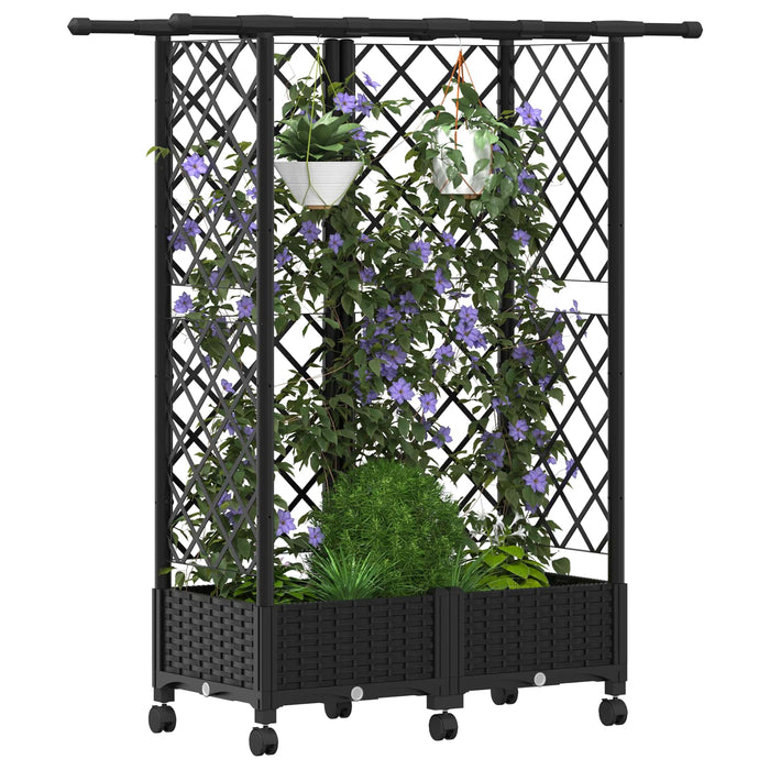 Pat Ridicat cu Trellis și Acoperiș Negru 124 x 40 x 127 cm PP WALTI