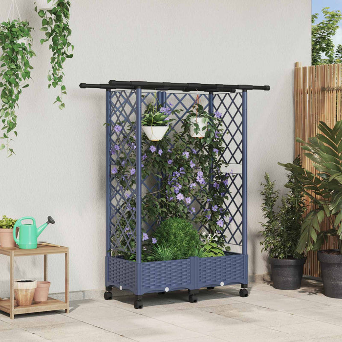 Pat Ridicat cu Trellis și Acoperiș Gri 124 x 40 x 127 cm PP WALTI