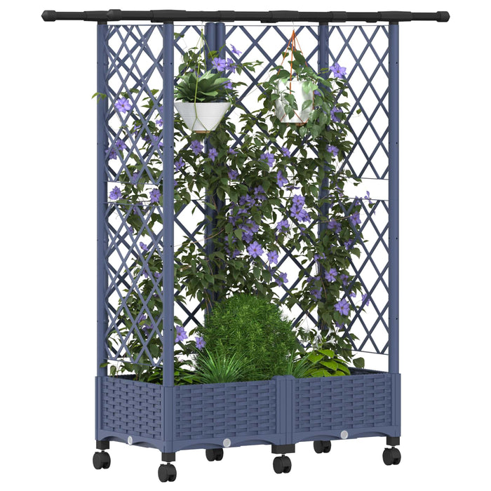 Pat Ridicat cu Trellis și Acoperiș Gri 124 x 40 x 127 cm PP WALTI