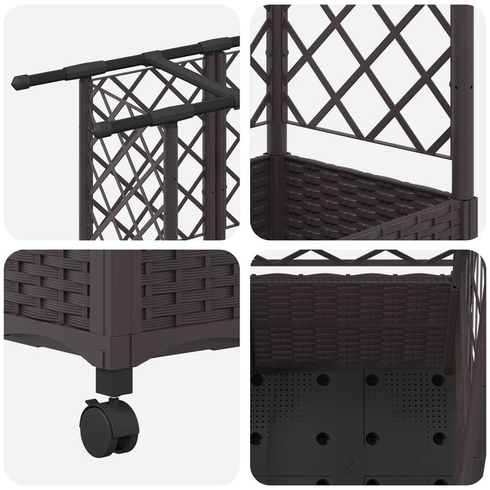 Pat Ridicat cu Trellis și Acoperiș Maro 124 x 40 x 142 cm PP WALTI