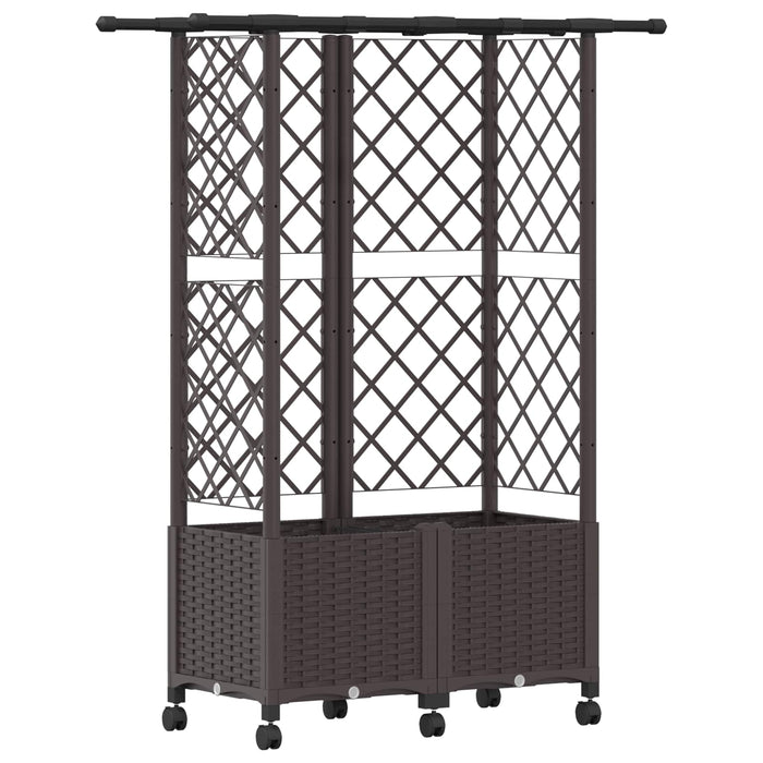 Pat Ridicat cu Trellis și Acoperiș Maro 124 x 40 x 142 cm PP WALTI