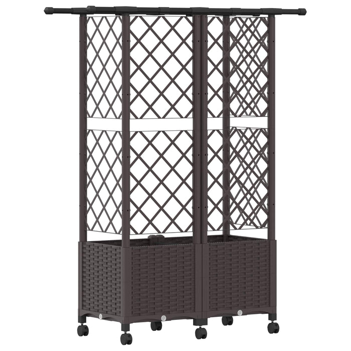 Pat Ridicat cu Trellis și Acoperiș Maro 124 x 40 x 142 cm PP WALTI