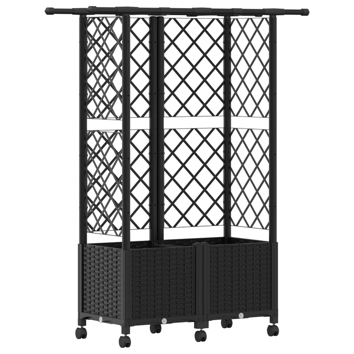 Pat Ridicat cu Trellis și Acoperiș Negru 124 x 40 x 142 cm PP WALTI