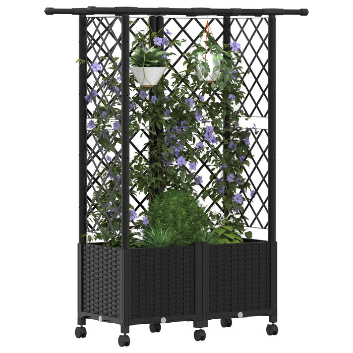 Pat Ridicat cu Trellis și Acoperiș Negru 124 x 40 x 142 cm PP WALTI