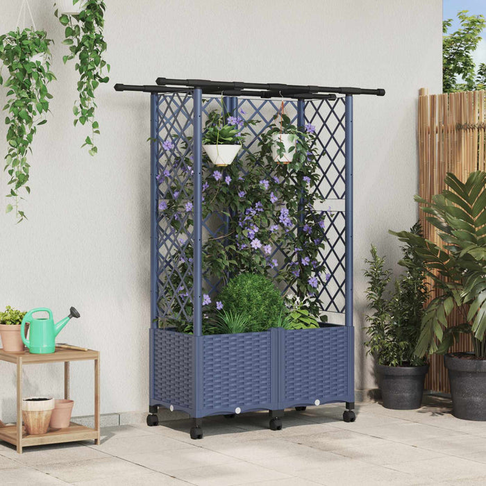 Pat Ridicat cu Trellis și Acoperiș Gri 124 x 40 x 142 cm PP WALTI