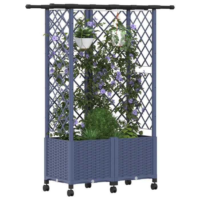 Pat Ridicat cu Trellis și Acoperiș Gri 124 x 40 x 142 cm PP WALTI