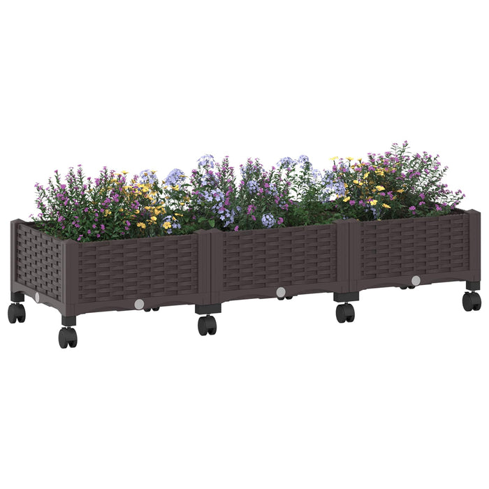Ghiveci de grădină cu roți Maro 120 x 40 x 29 cm PP WALTI
