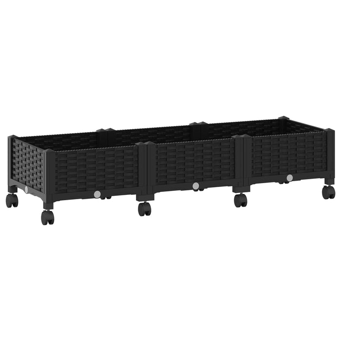 Ghiveci de grădină cu roți Negru 120 x 40 x 29 cm PP WALTI
