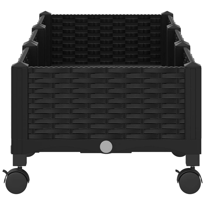 Ghiveci de grădină cu roți Negru 120 x 40 x 29 cm PP WALTI