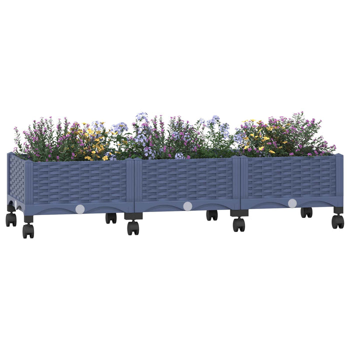 Ghiveci de grădină cu roți Gri Albastru 120 x 40 x 33 cm PP WALTI