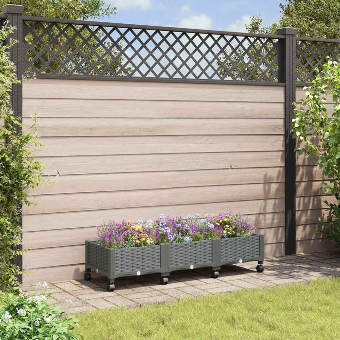 Ghiveci de grădină cu roți Gri deschis 120 x 40 x 33 cm PP WALTI