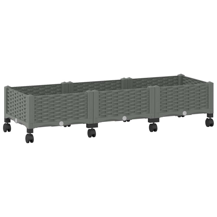 Ghiveci de grădină cu roți Gri deschis 120 x 40 x 33 cm PP WALTI