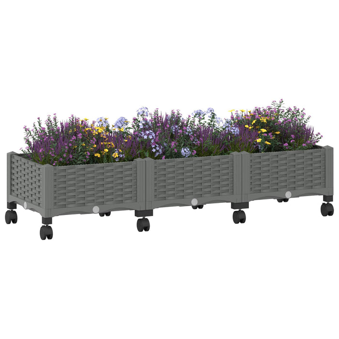 Ghiveci de grădină cu roți Gri deschis 120 x 40 x 33 cm PP WALTI