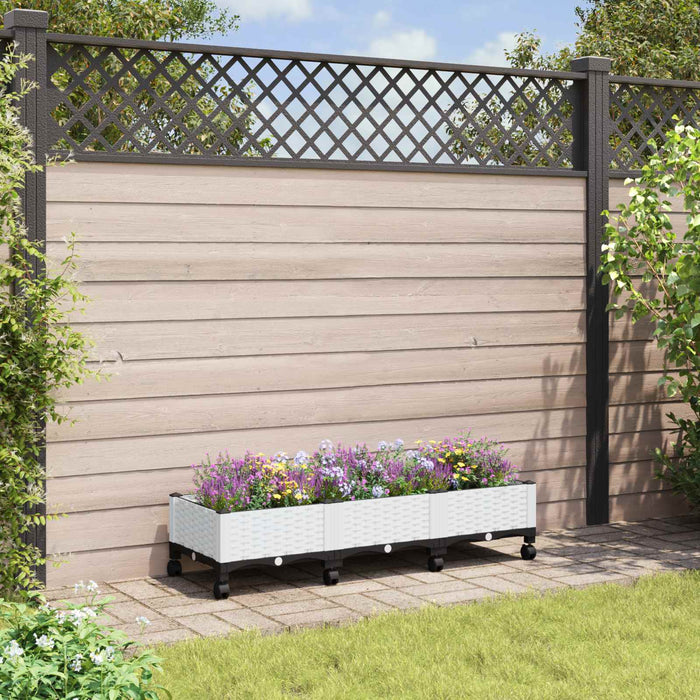 Ghiveci de grădină cu roți Alb 120 x 40 x 33 cm PP WALTI