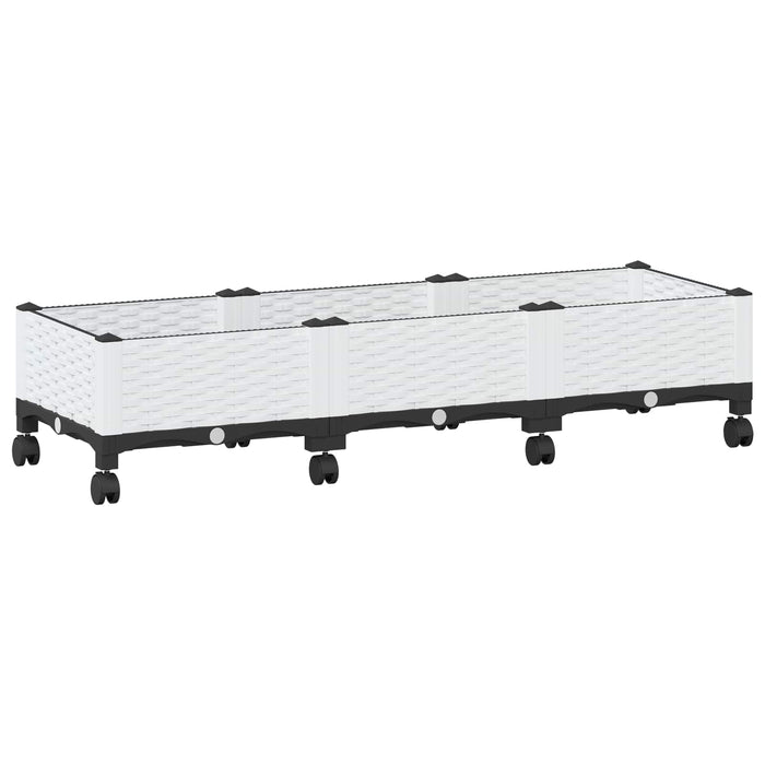 Ghiveci de grădină cu roți Alb 120 x 40 x 33 cm PP WALTI