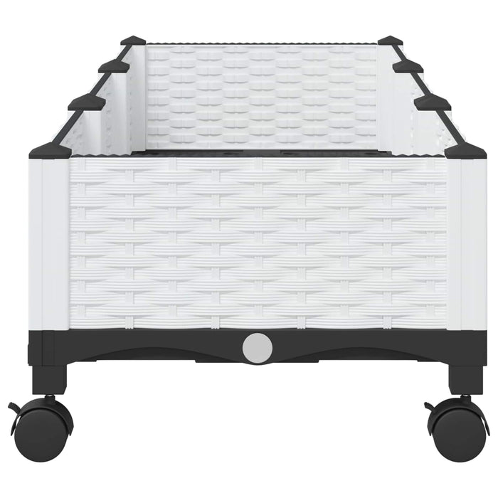 Ghiveci de grădină cu roți Alb 120 x 40 x 33 cm PP WALTI