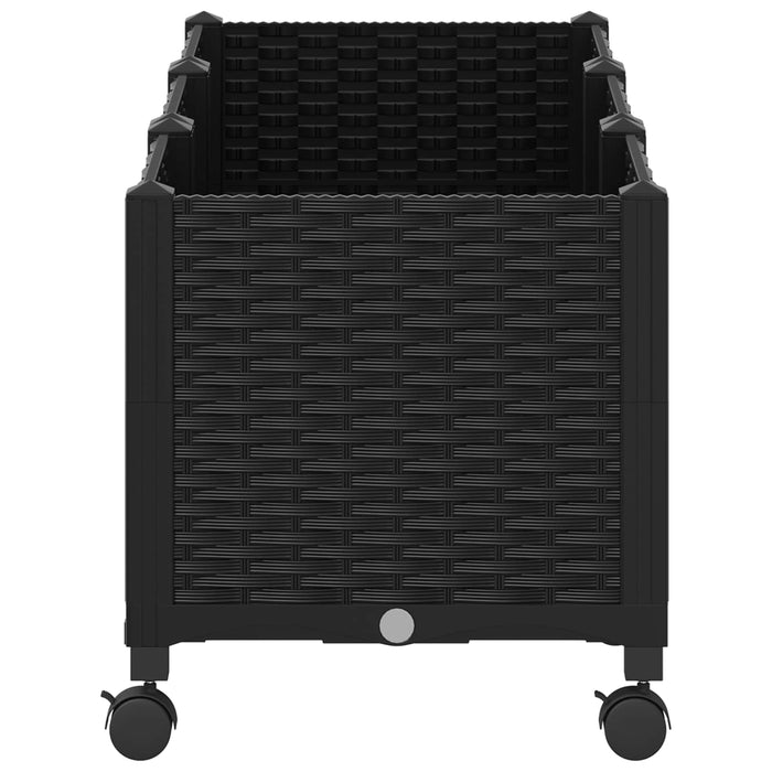 Ghiveci de grădină cu roți Negru 120 x 40 x 44 cm PP WALTI