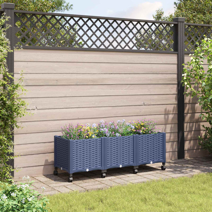 Ghiveci de grădină cu roți Gri Albastru 120 x 40 x 48 cm PP WALTI