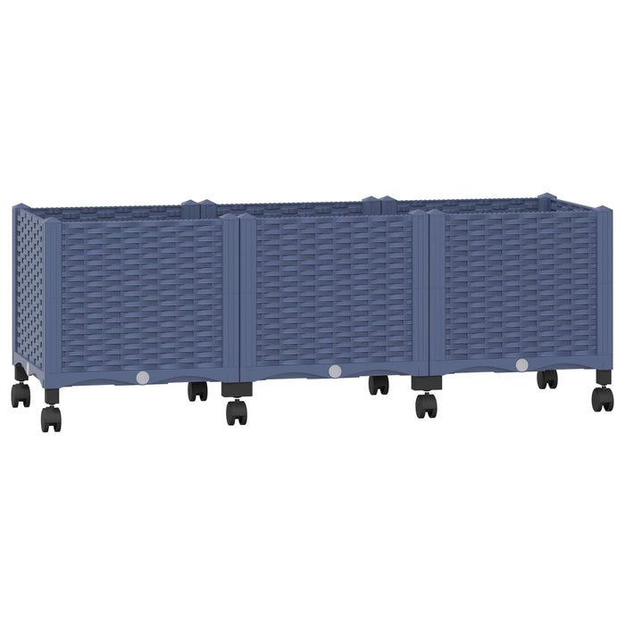 Ghiveci de grădină cu roți Gri Albastru 120 x 40 x 48 cm PP WALTI