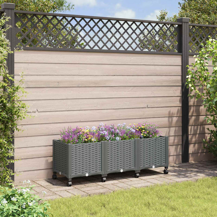 Ghiveci de grădină cu roți Gri deschis 120 x 40 x 48 cm PP WALTI
