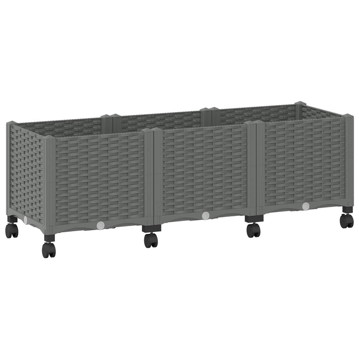 Ghiveci de grădină cu roți Gri deschis 120 x 40 x 48 cm PP WALTI