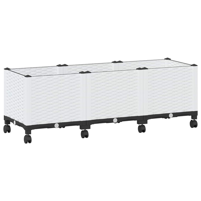 Ghiveci de grădină cu roți Alb 120 x 40 x 48 cm PP WALTI