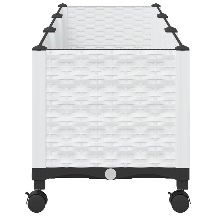 Ghiveci de grădină cu roți Alb 120 x 40 x 48 cm PP WALTI