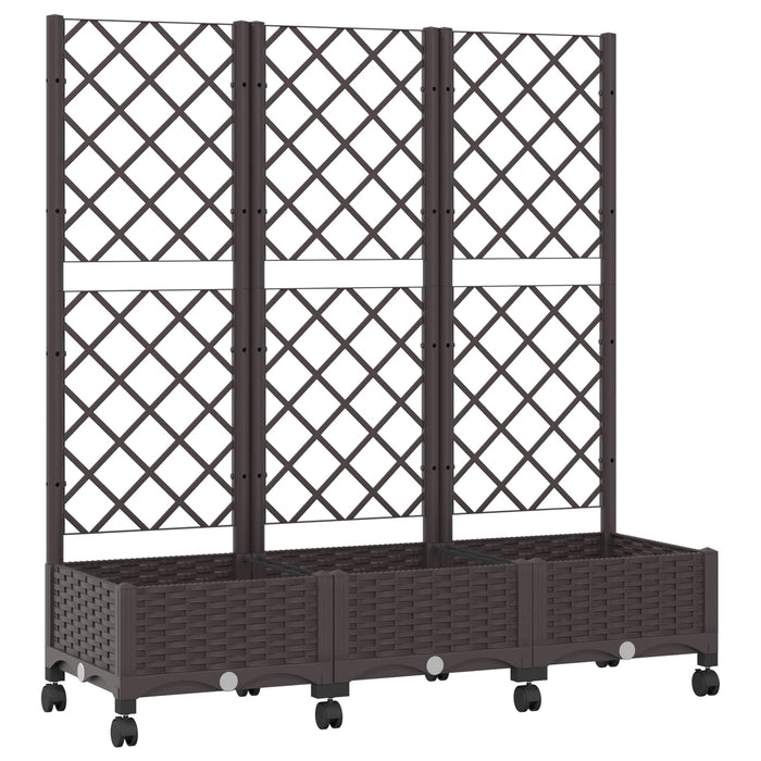 Vază de gradină cu spalier și roți Maro 120 x 40 x 131,5 cm PP WALTI