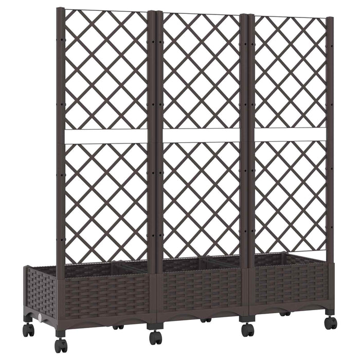 Vază de gradină cu spalier și roți Maro 120 x 40 x 131,5 cm PP WALTI