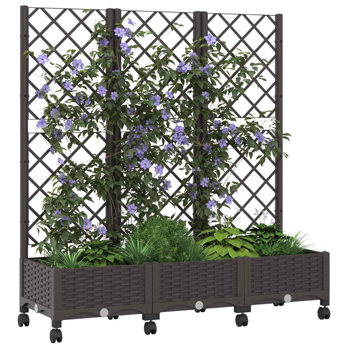 Vază de gradină cu spalier și roți Maro 120 x 40 x 131,5 cm PP WALTI