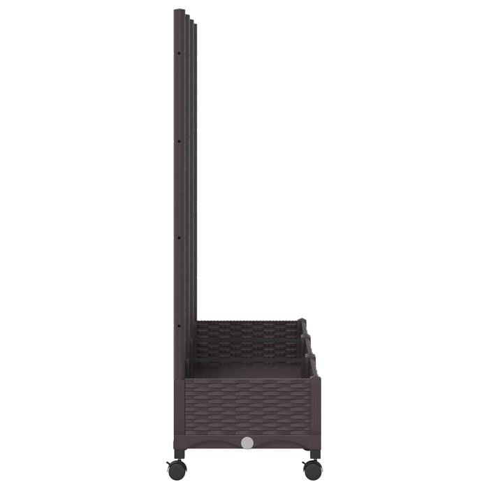 Vază de gradină cu spalier și roți Maro 120 x 40 x 131,5 cm PP WALTI