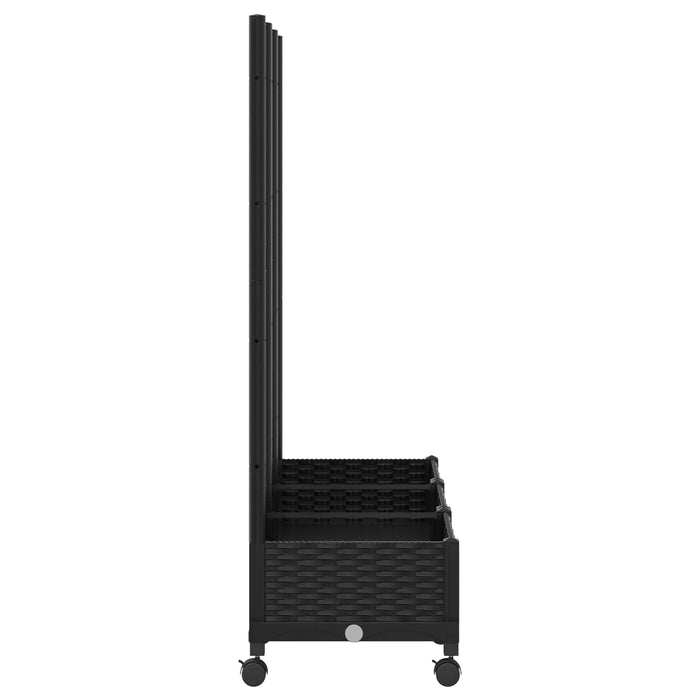 Vază de gradină cu spalier și roți Negru 120 x 40 x 131,5 cm PP WALTI