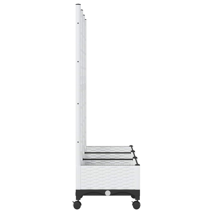 Vază de gradină cu spalier și roți Alb 120 x 40 x 131,5 cm PP WALTI