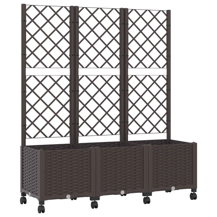 Vază de gradină cu spalier și roți Maro 120 x 40 x 146 cm PP WALTI