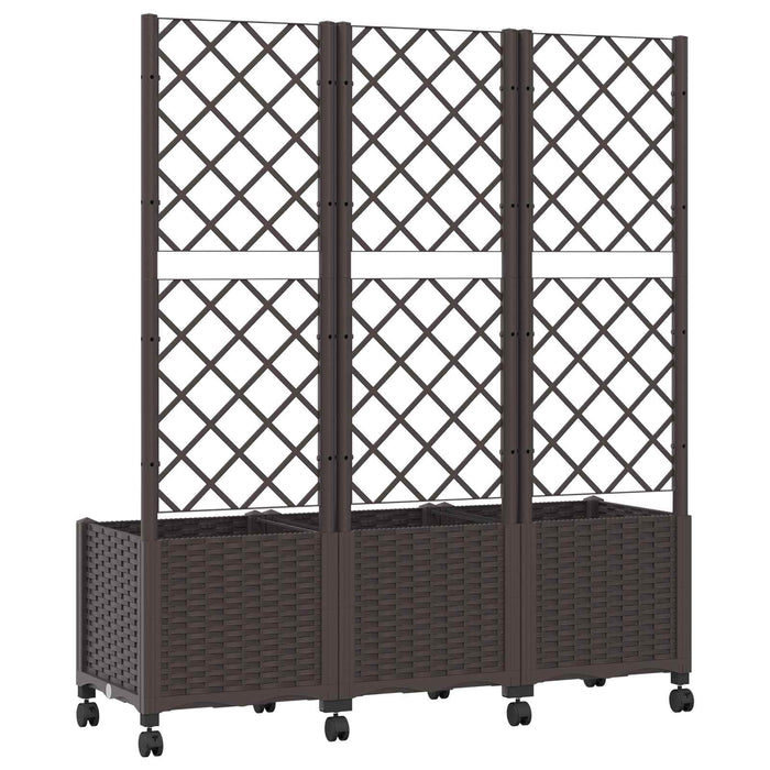 Vază de gradină cu spalier și roți Maro 120 x 40 x 146 cm PP WALTI