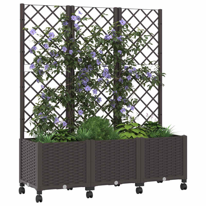 Vază de gradină cu spalier și roți Maro 120 x 40 x 146 cm PP WALTI