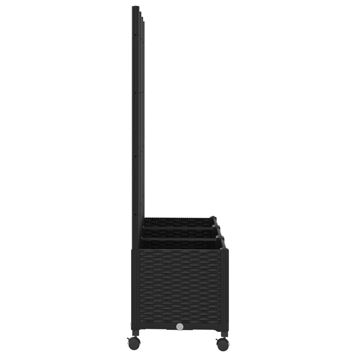 Vază de gradină cu spalier și roți Negru 120 x 40 x 146 cm PP WALTI