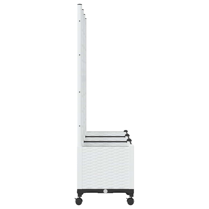 Vază de gradină cu spalier și roți Alb 120 x 40 x 146 cm PP WALTI