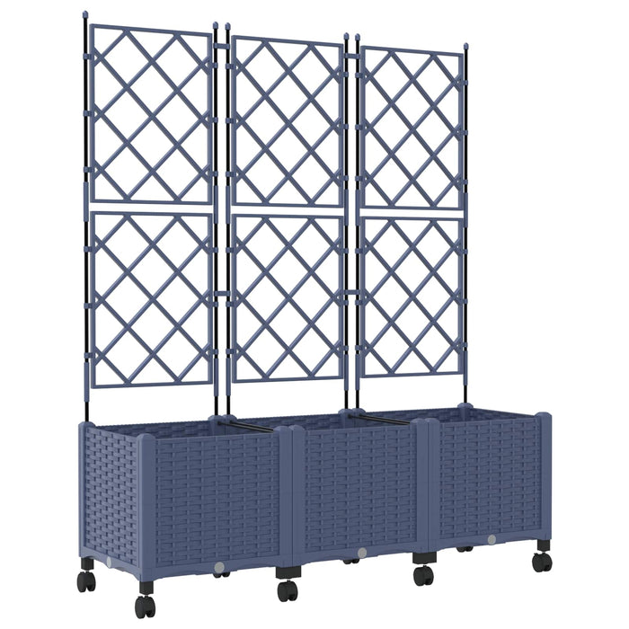 Vază de gradină cu spalier și roți 3 buc. Gri 120 x 40 x 149 cm WALTI