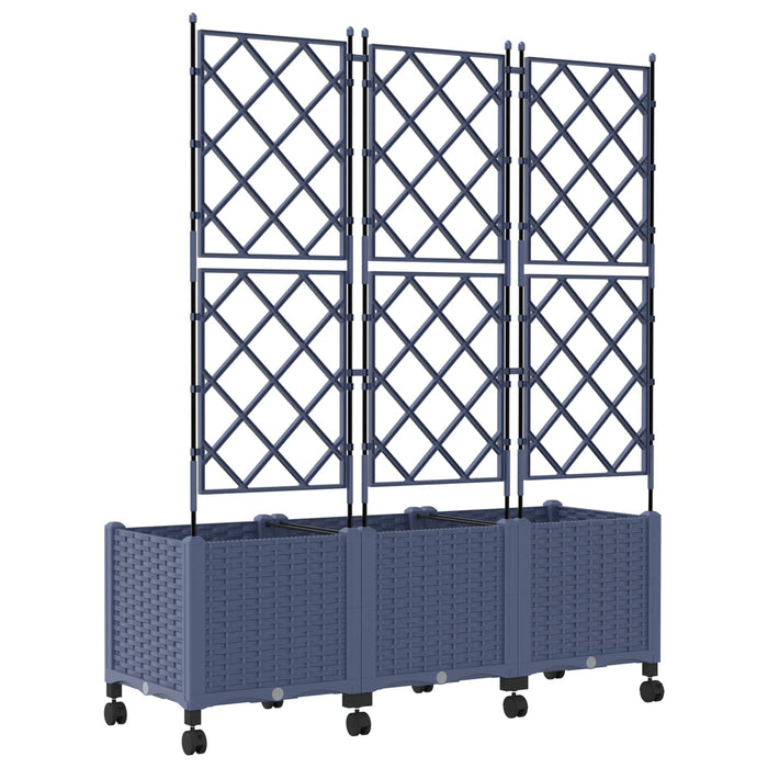 Vază de gradină cu spalier și roți 3 buc. Gri 120 x 40 x 149 cm WALTI
